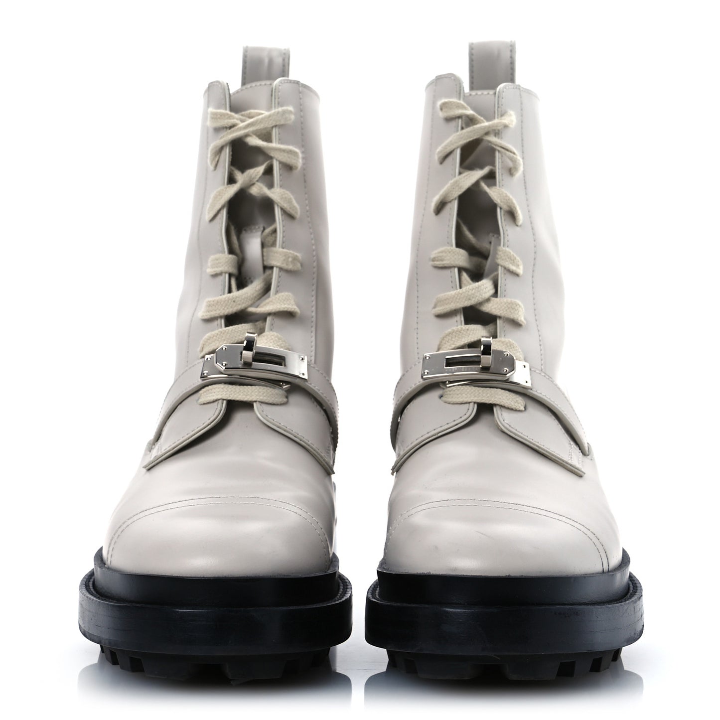 Glossed Calfskin Funk Ankle Boots 37.5 Beige Glaise