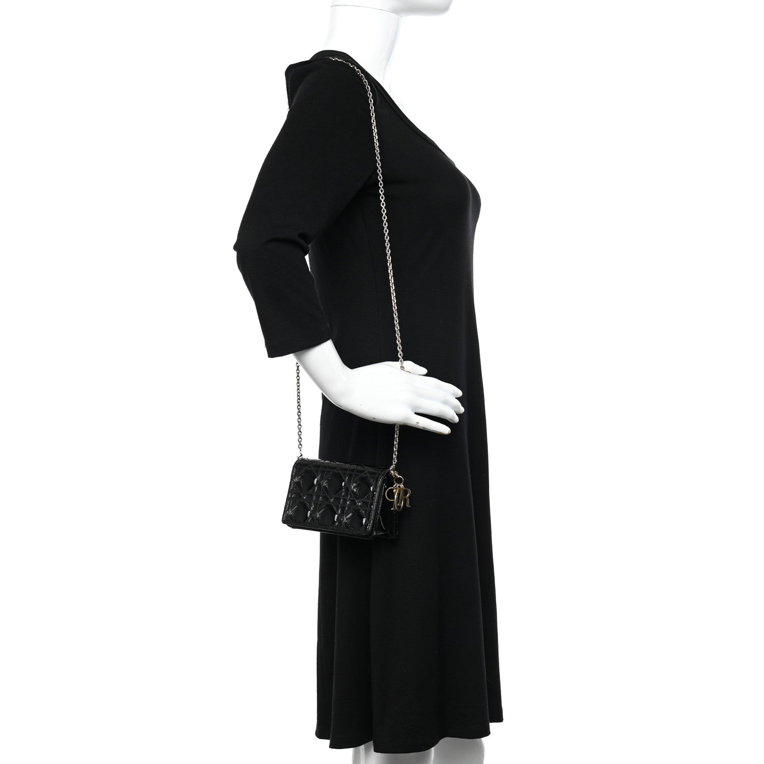 Christian Dior Patent Cannage Nano Lady Dior Pouch Black 2 of 13