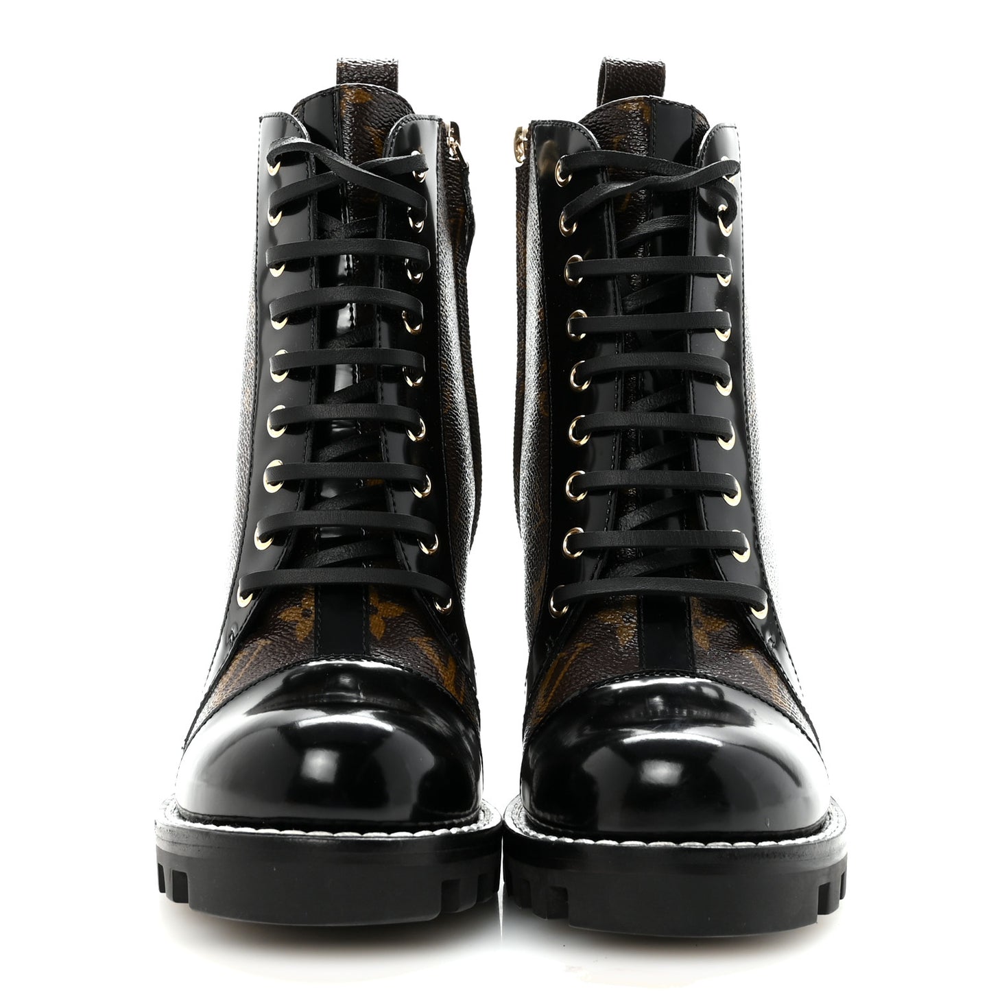 Patent Calfskin Monogram Star Trail Ankle Boots 38 Black
