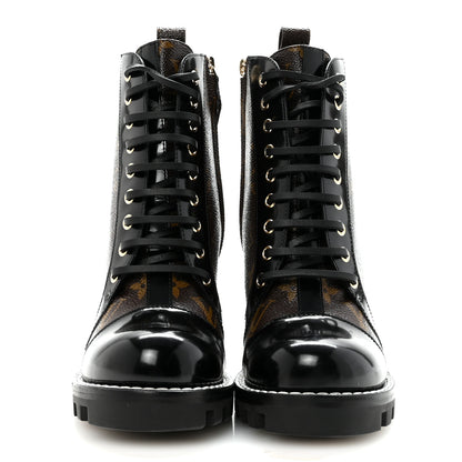 Louis Vuitton Patent Calfskin Monogram Star Trail Ankle Boots 38 Black 3 of 8