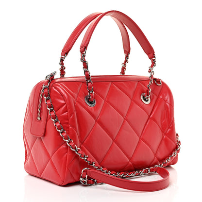 Chanel Calfskin Quilted Small CC Bowling Bag Red 3 of 17