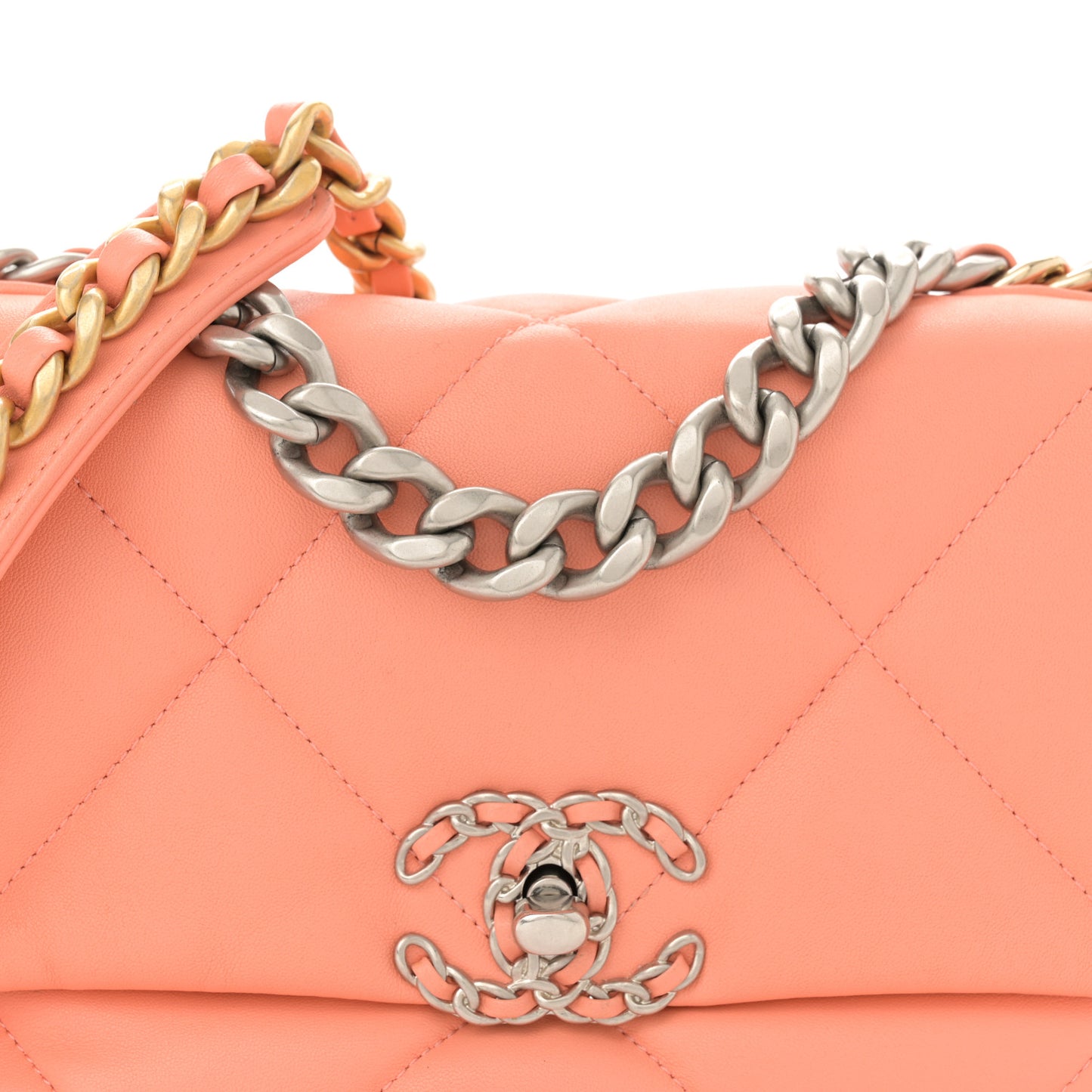 Lambskin Quilted Medium Chanel 19 Flap Light Orange