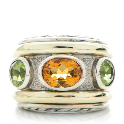 David Yurman Sterling Silver 14K Yellow Gold Citrine Peridot 17mm Renaissance Ring 52 6 1 of 5