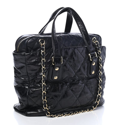 Chanel Glazed Calfskin Lambskin Quilted Portobello Tote Black 2 of 4