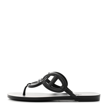 Hermes Rubber Womens Egerie Sandals 38 Black 1 of 9