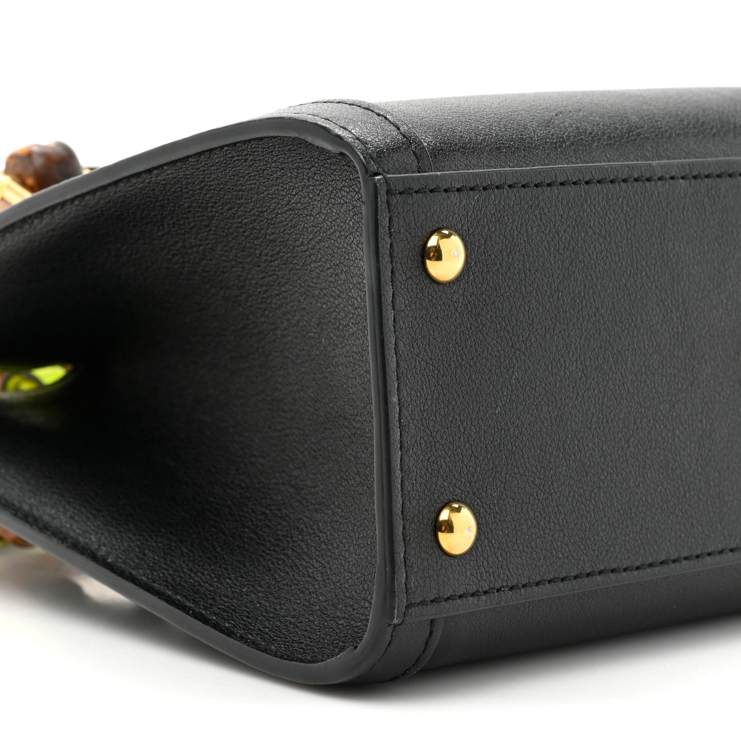 Gucci Wonka Grain Calfskin Mini Diana Tote Bag Black Yellow Fluo 9 of 13