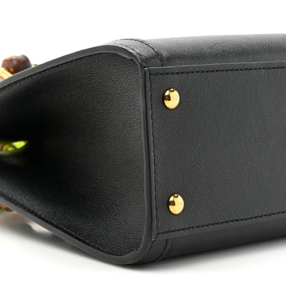 Gucci Wonka Grain Calfskin Mini Diana Tote Bag Black Yellow Fluo 9 of 13