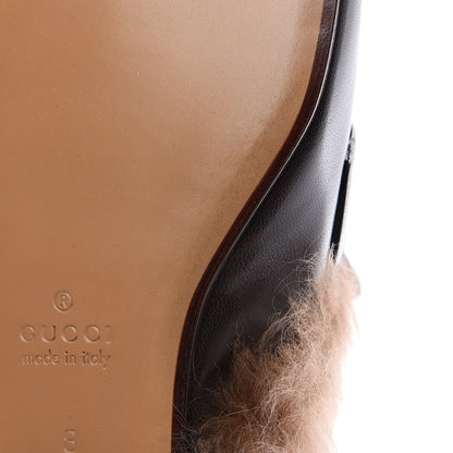 Gucci Goatskin Fur Web GG Mens Princetown Slippers 8 Cocoa 8 of 9