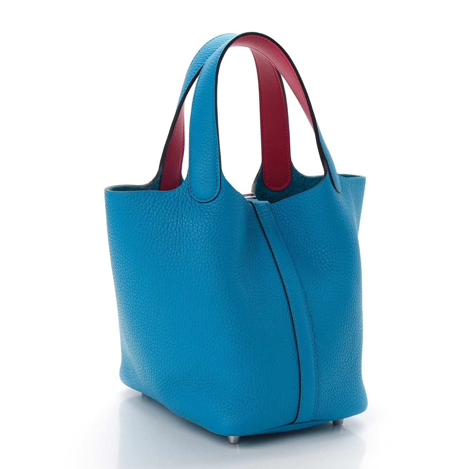 Hermes Taurillon Clemence Swift Eclat Picotin Lock 18 PM Bleu Frida Rose Mexico 3 of 9