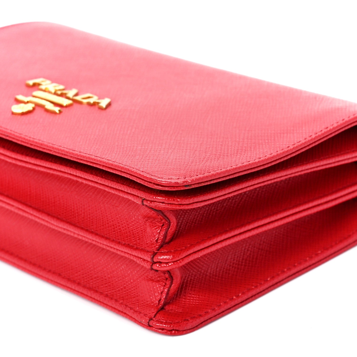Prada Saffiano Lux Chain Wallet Fuoco 11 of 11