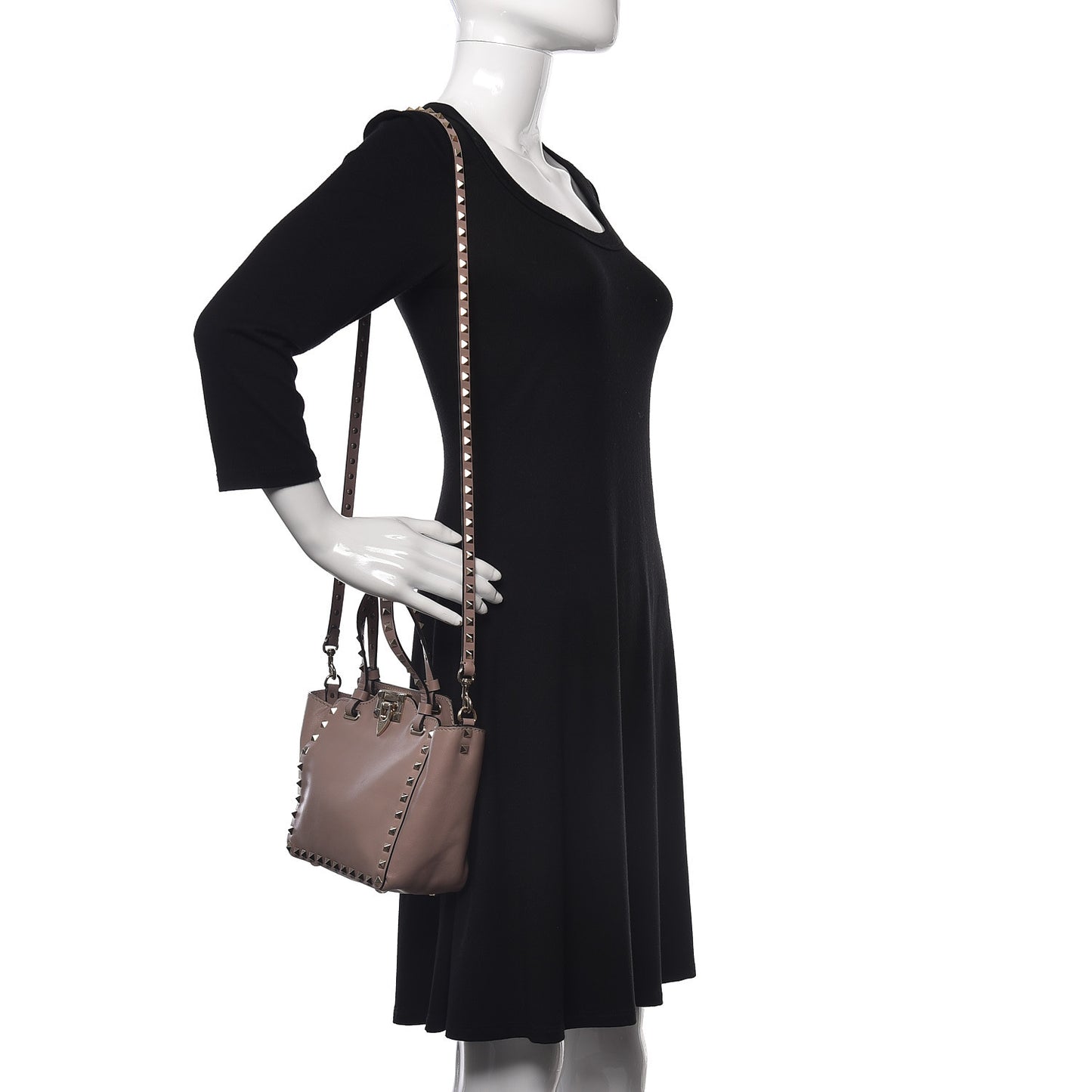 Vitello Mini Rockstud Tote Poudre