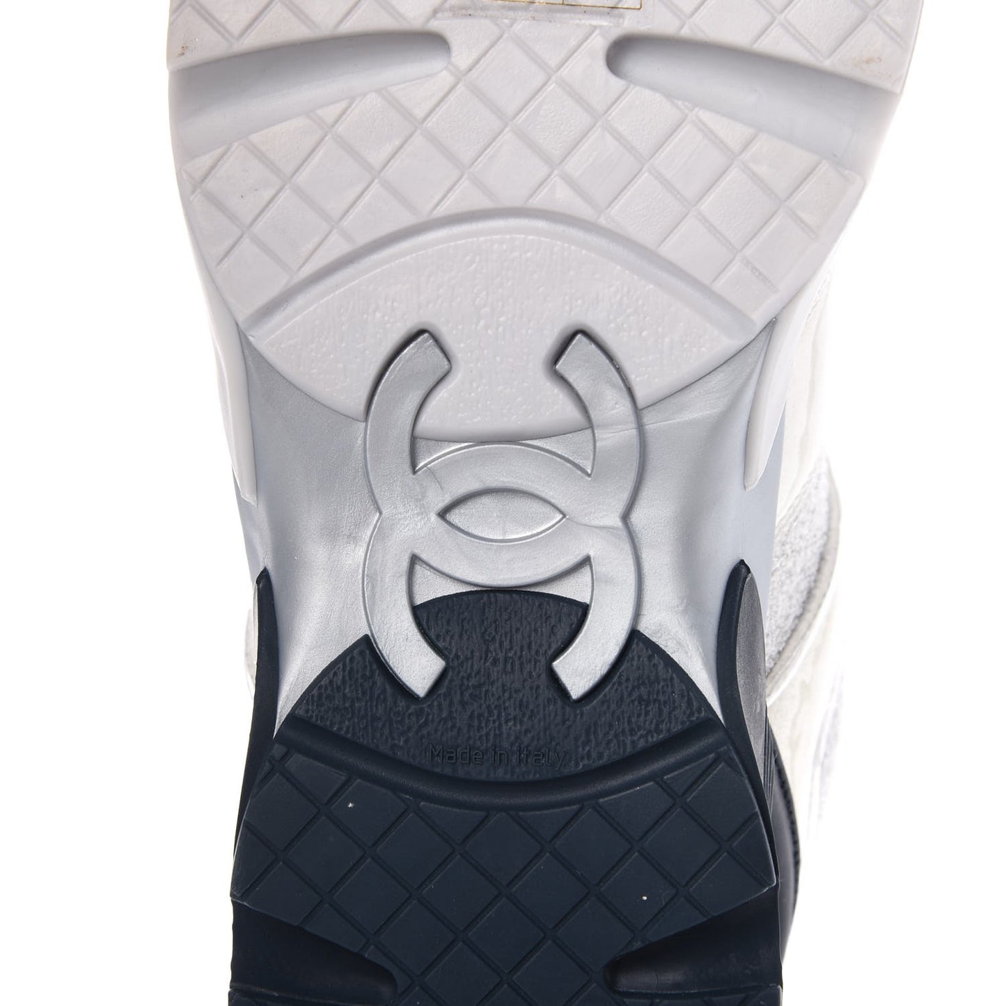 Iridescent Terry Cloth PVC Calfskin Sneakers 36.5 Silver