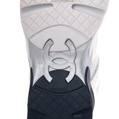 Chanel Iridescent Terry Cloth PVC Calfskin Sneakers 36.5 Silver 5 of 9