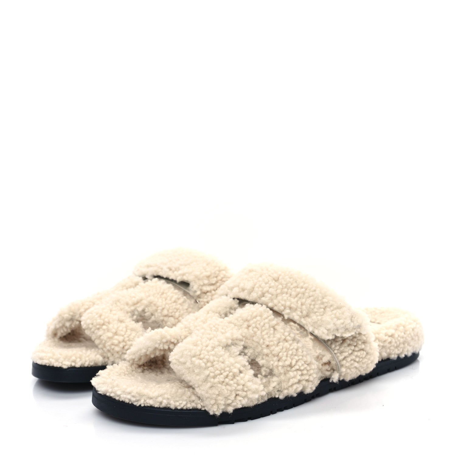 Hermes Woolskin Womens Chypre Sandals 40 Ecru 3 of 8