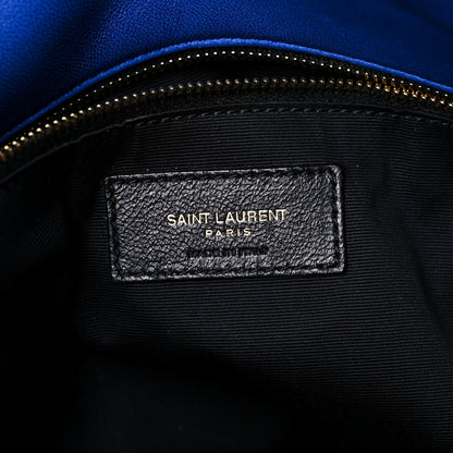 Saint Laurent Lambskin Quilted Medium Loulou Puffer Monogram Chain Satchel Majorele Blue 7 of 13