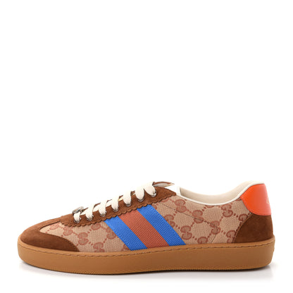 Gucci GG Monogram Suede Web Mens G74 Sneakers 8 Beige Ruggine Cuir 1 of 11