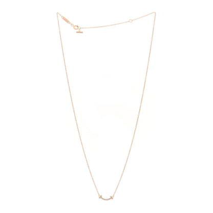 Tiffany 18K Rose Gold Diamond Mini T Smile Pendant Necklace 3 of 5