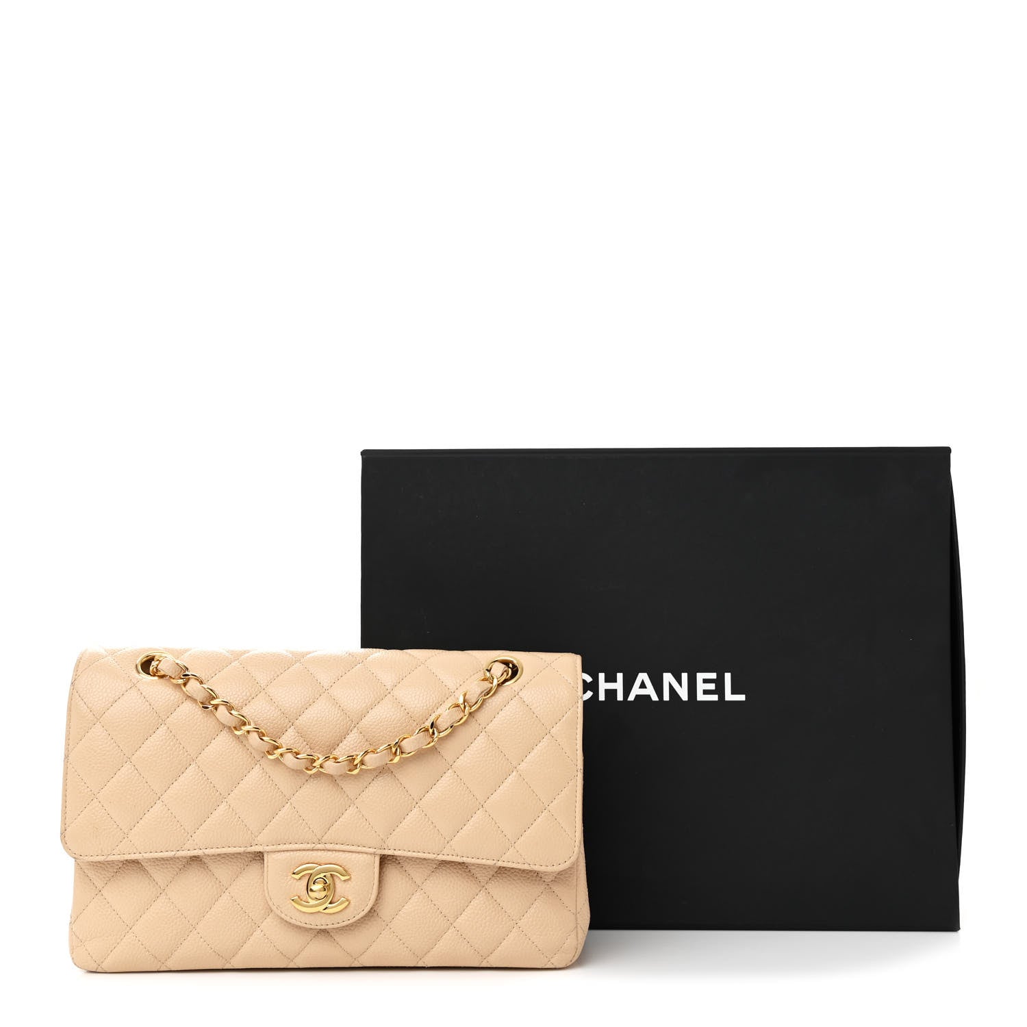Chanel Caviar Quilted Medium Double Flap Beige 13 of 13