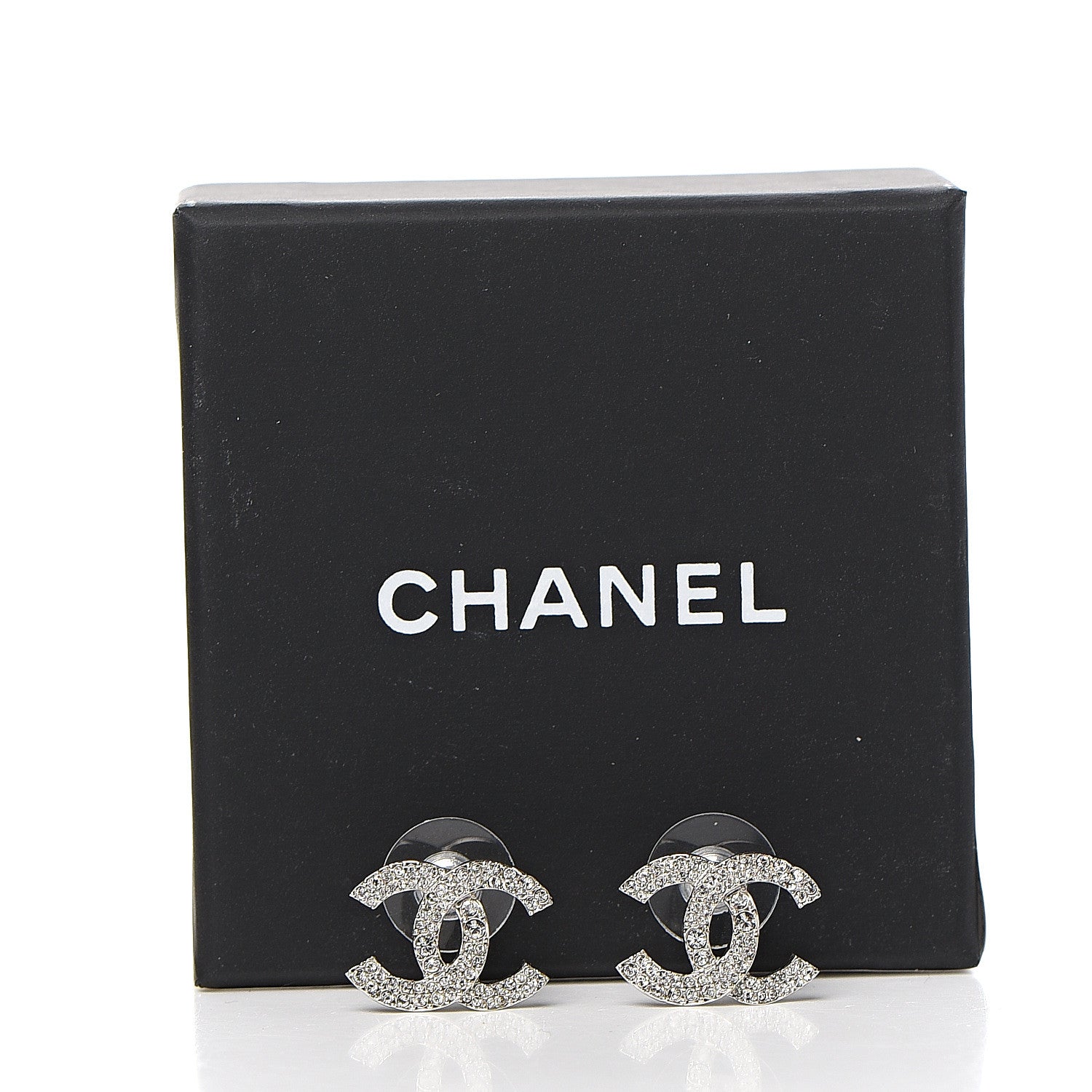 Chanel Crystal CC Earrings Silver 5 of 5