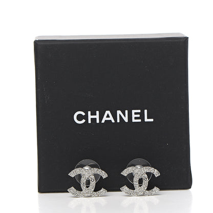 Chanel Crystal CC Earrings Silver 5 of 5