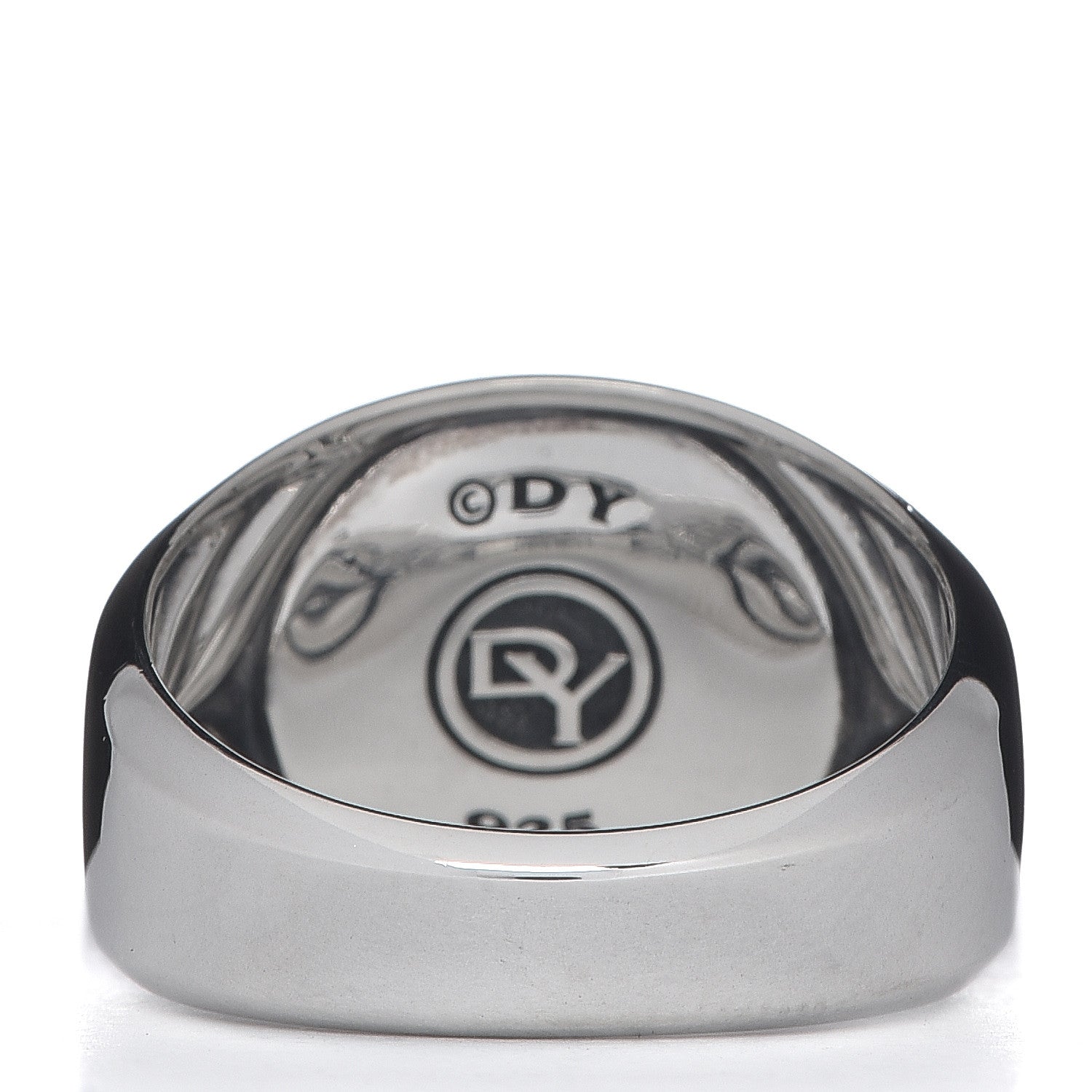 David Yurman Sterling Silver Diamond Mens 12mm Signet Ring 60 9 4 of 6