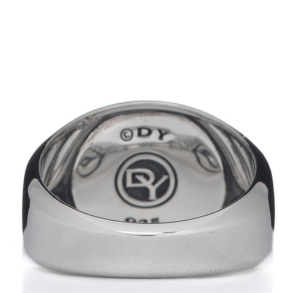 David Yurman Sterling Silver Diamond Mens 12mm Signet Ring 60 9 4 of 6