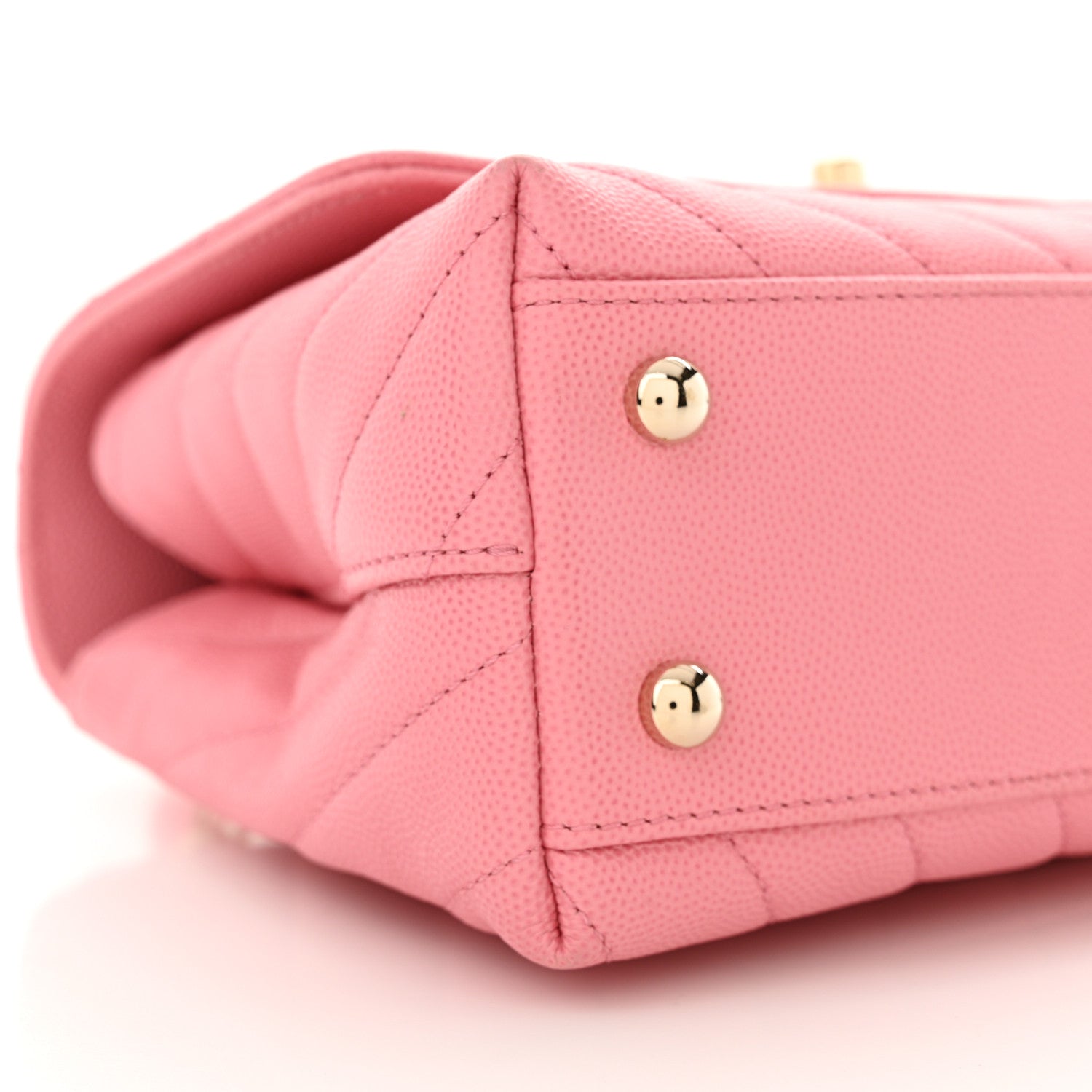 Chanel Caviar Chevron Quilted Mini Coco Handle Flap Pink 9 of 11