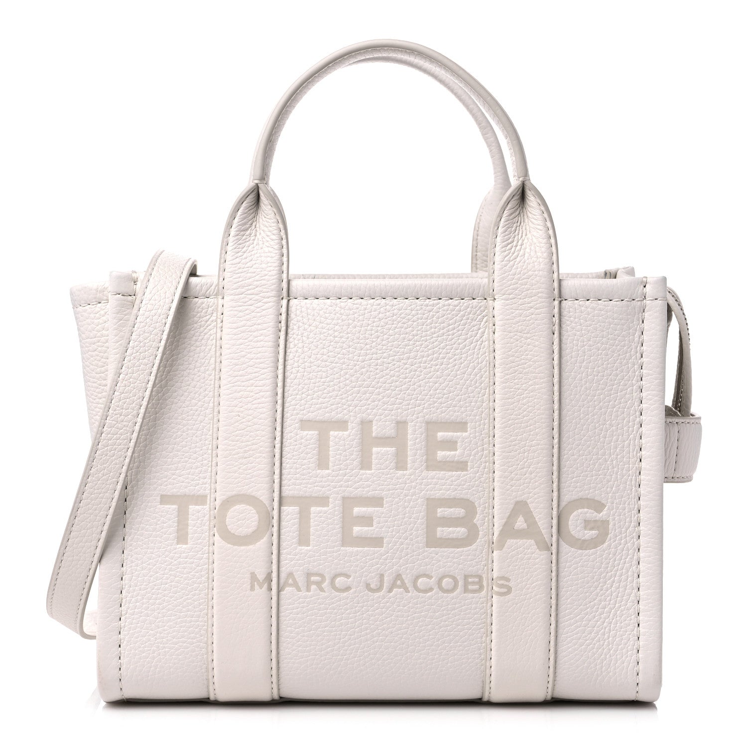 Marc Jacobs Grained Calfskin Mini The Tote Bag Cotton Silver 1 of 12