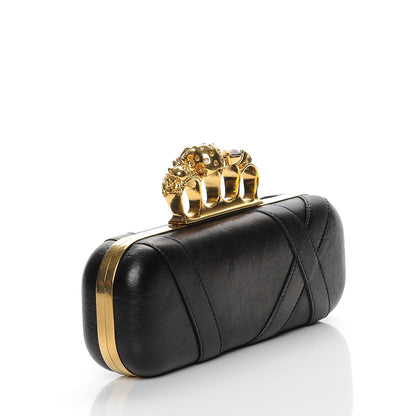 Alexander McQueen Nappa Buckle Skull Knuckle Box Clutch Black 3 of 7