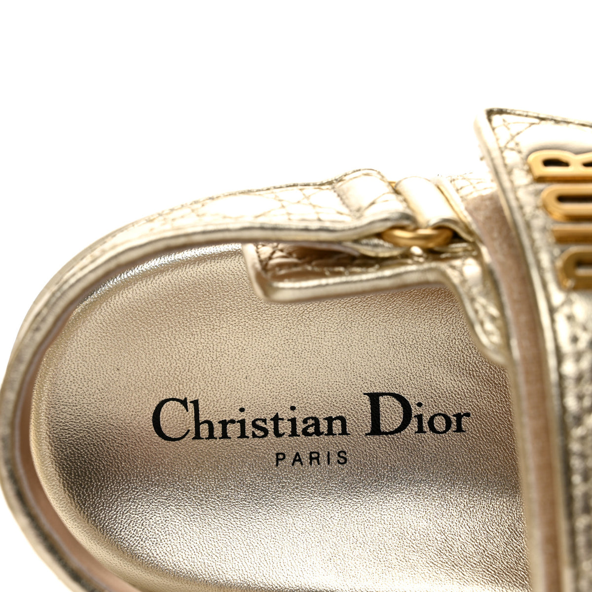 Laminated Sheepskin Cannage Dioract Sandals 39.5 Pale Gold