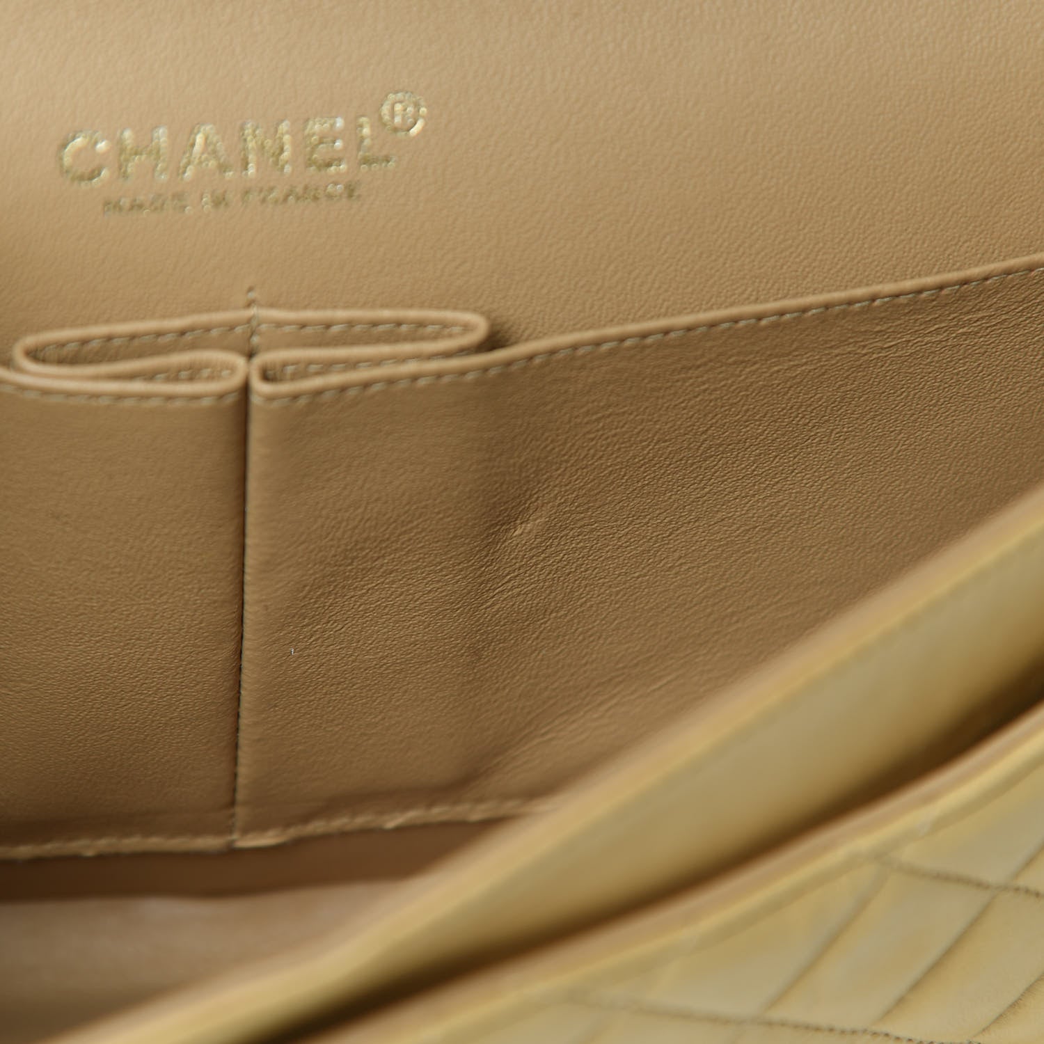 Chanel Lambskin Quilted Medium Double Flap Beige 13 of 18