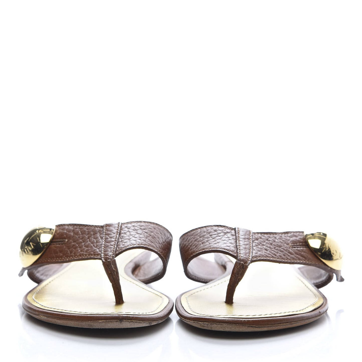 Calfskin Thong Sandal 37 Brown Gold