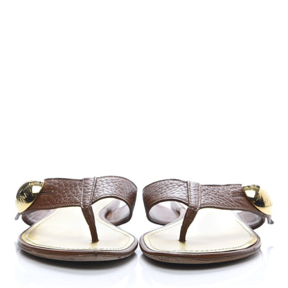 Louis Vuitton Calfskin Thong Sandal 37 Brown Gold 2 of 10