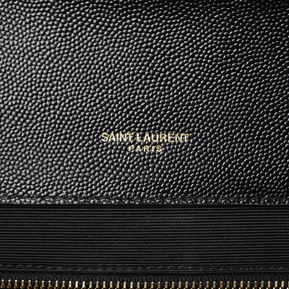 Saint Laurent Grain De Poudre Textured Mixed Matelasse Large Triquilt Monogram Satchel Black 6 of 7