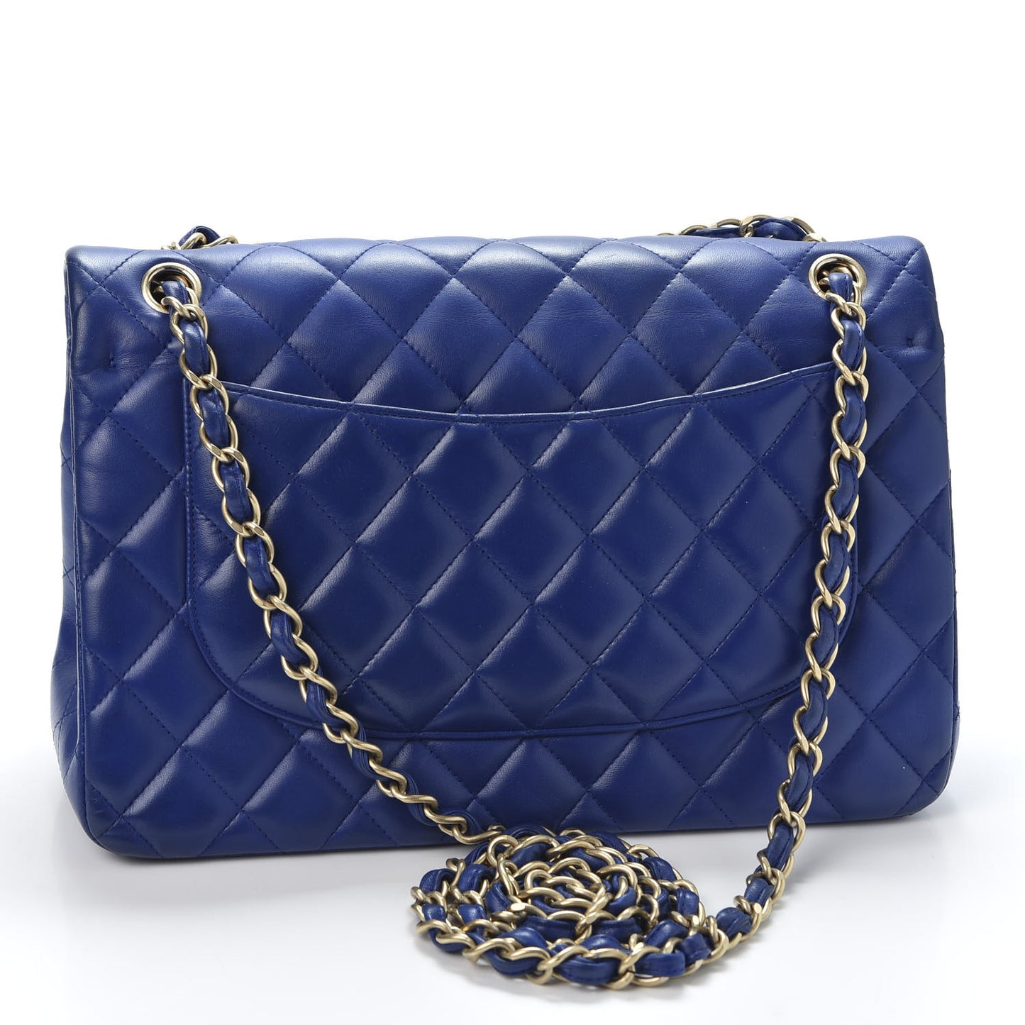 Lambskin Quilted Jumbo Double Flap Blue