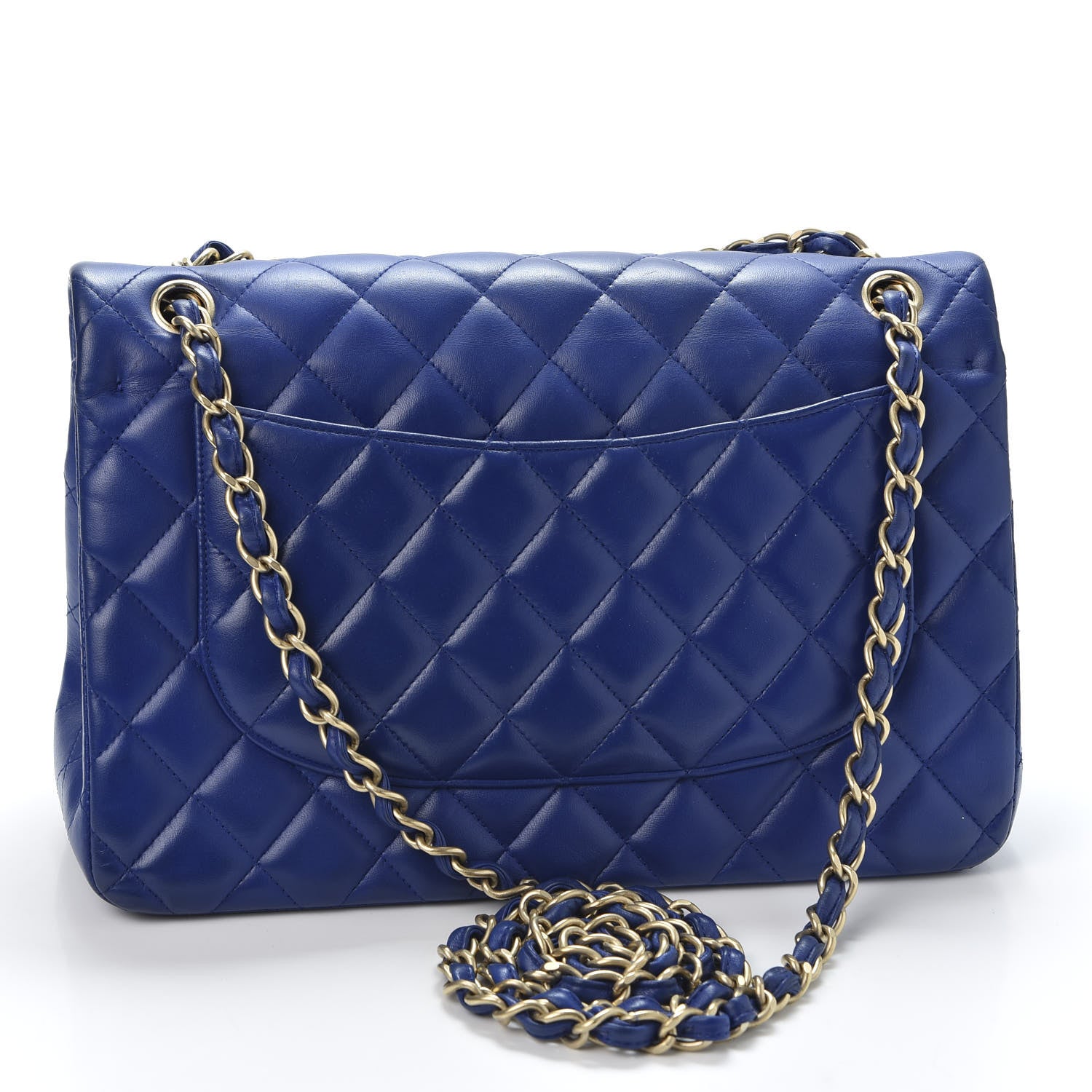 Chanel Lambskin Quilted Jumbo Double Flap Blue 2 of 9