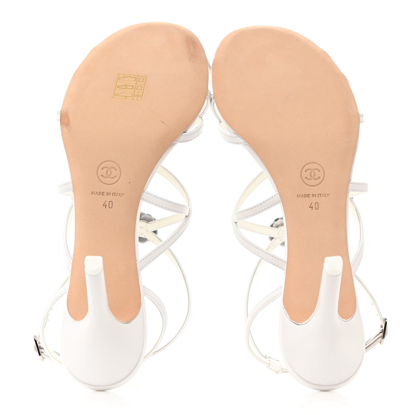 Calfskin Camellia Sandals 40 White