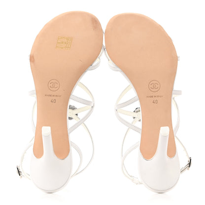 Chanel Calfskin Camellia Sandals 40 White 5 of 9