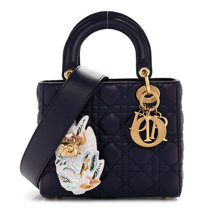 Christian Dior Lambskin Cannage Small Jeweled Owl Lady Dior Blue 1 of 13