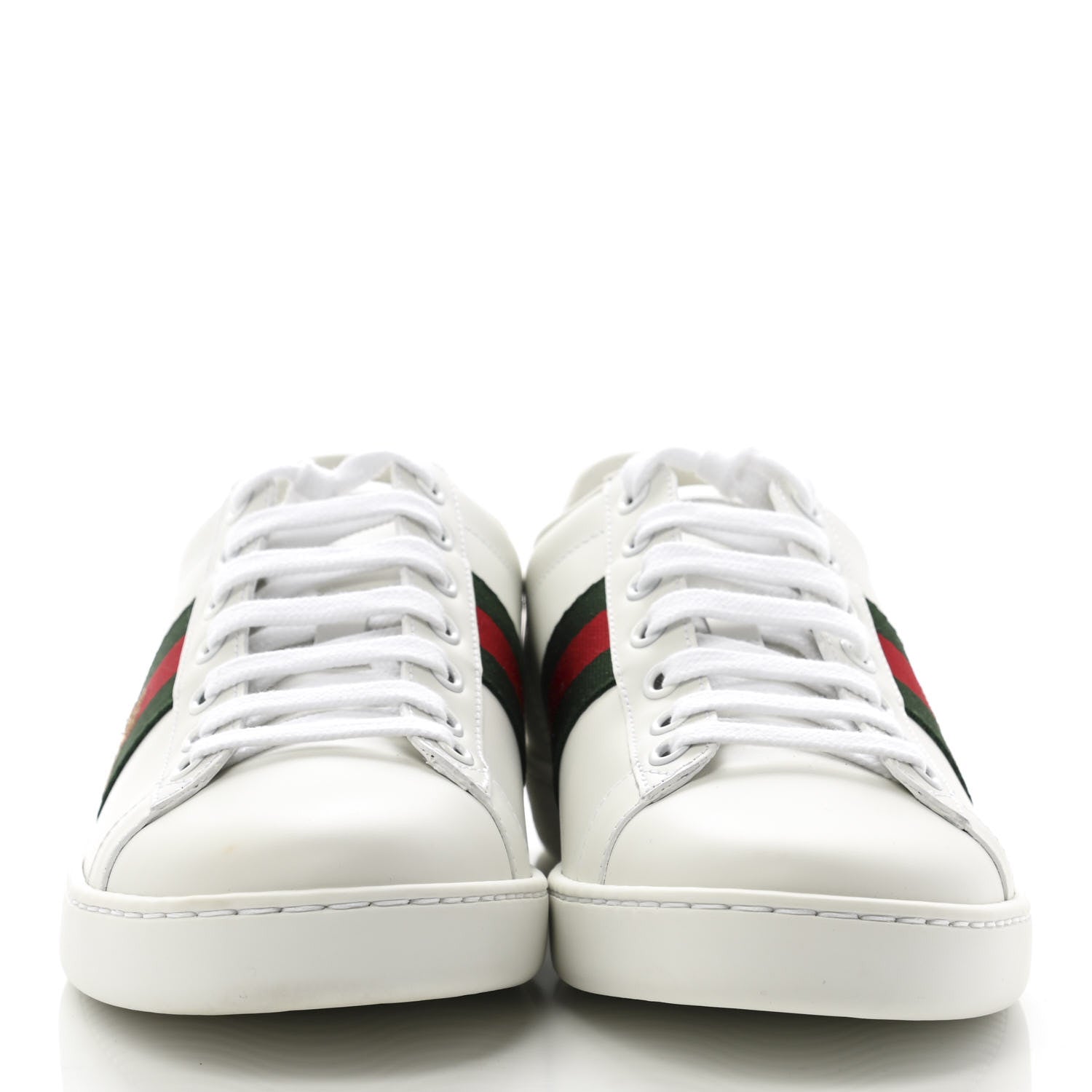 Gucci Calfskin Ayers Bee Embroidered Womens Ace Sneakers 38 White Green 2 of 9