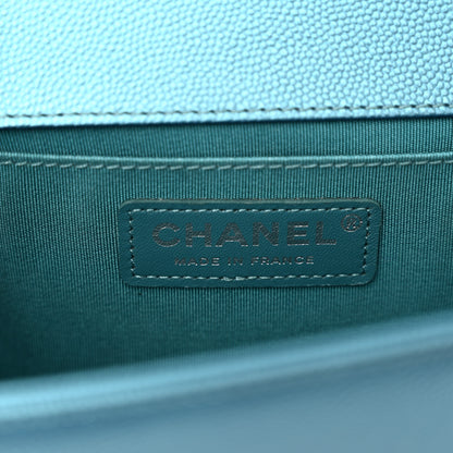 Chanel Metallic Caviar Quilted Medium Boy Flap Turquoise 6 of 11