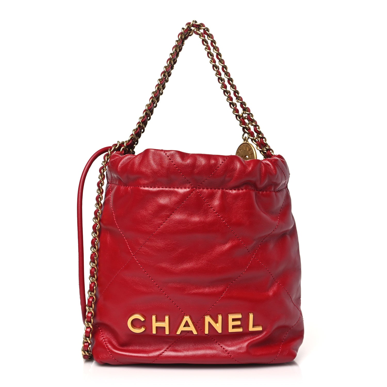 Chanel Shiny Calfskin Quilted Mini Chanel 22 Red 1 of 10