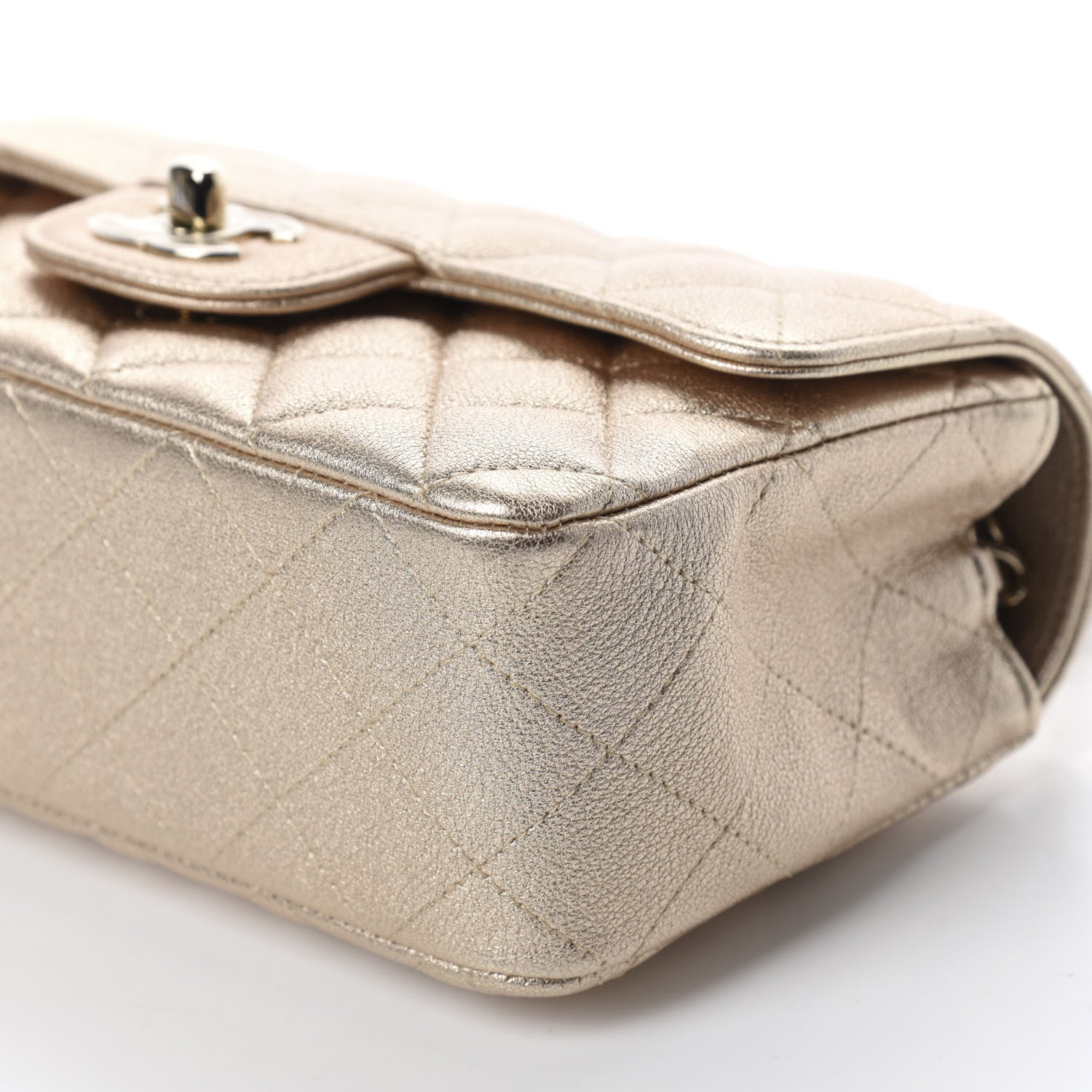 Chanel Metallic Lambskin Quilted Mini Rectangular Flap Gold 7 of 10