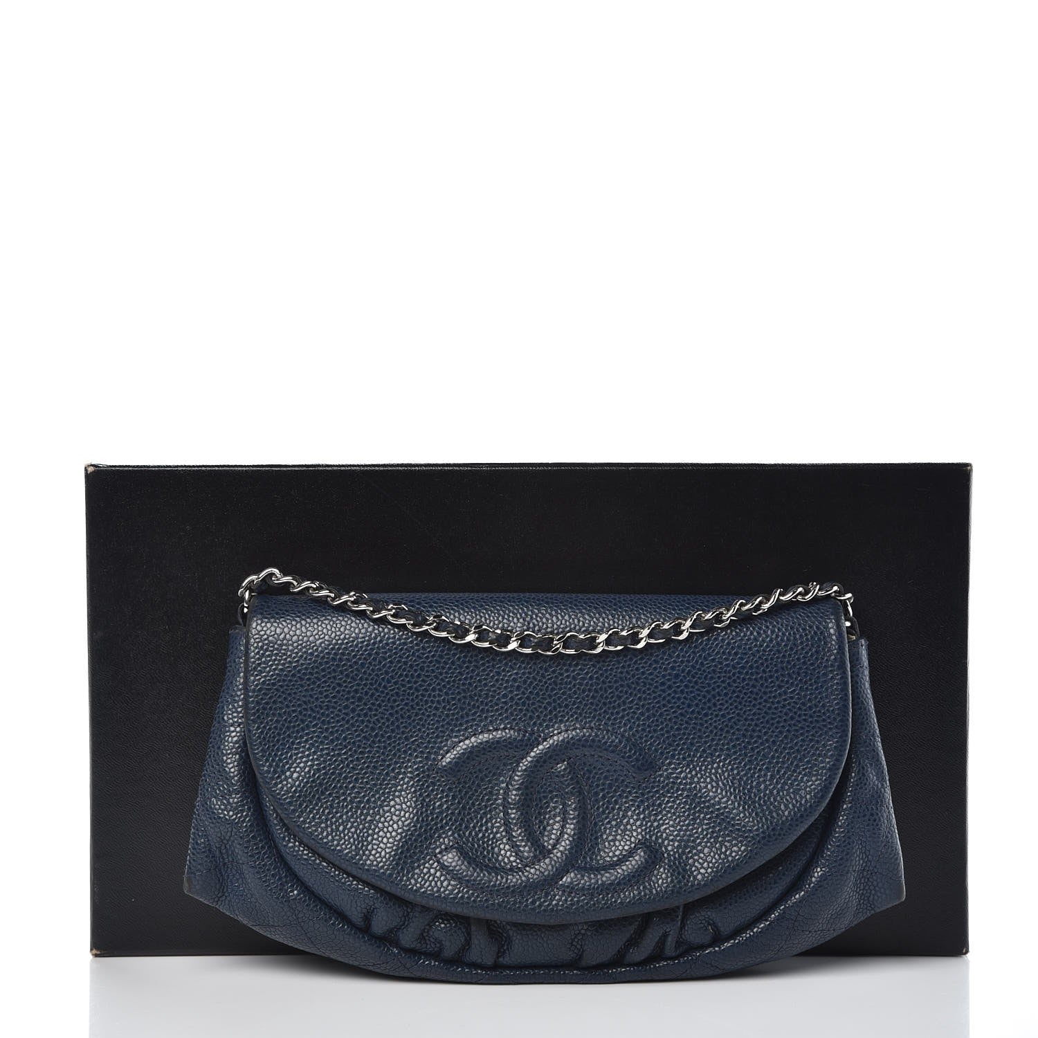 Chanel Caviar Half Moon Wallet On Chain WOC Navy 10 of 10