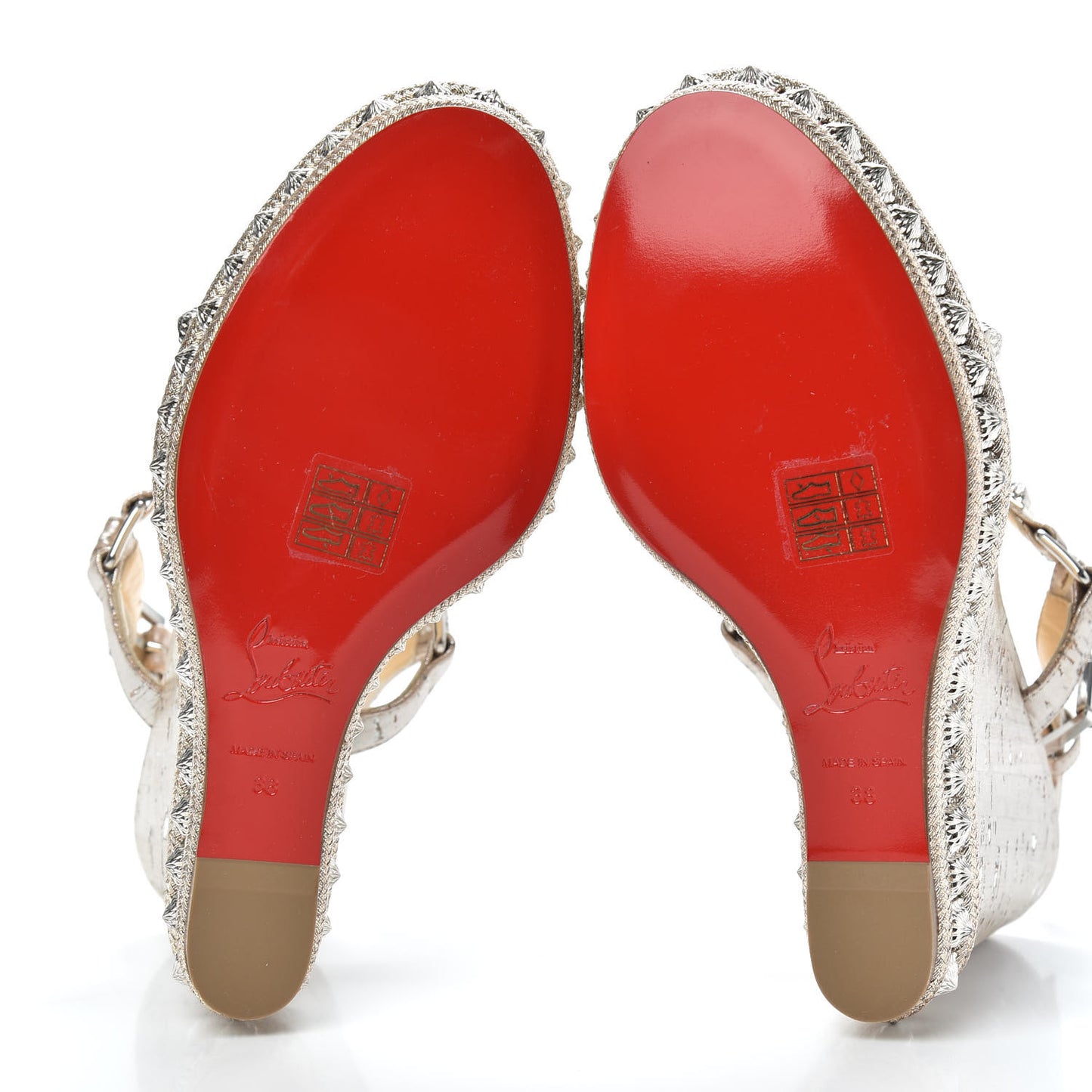 Cork Studded Pyradiams 110 Platform Sandals 38 Silver