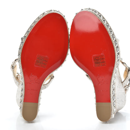 Christian Louboutin Cork Studded Pyradiams 110 Platform Sandals 38 Silver 5 of 8