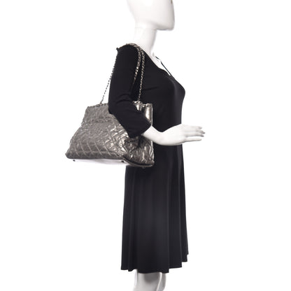 Chanel Metallic Aged Calfskin Quilted Small Chain Me Tote Silver 2 of 10