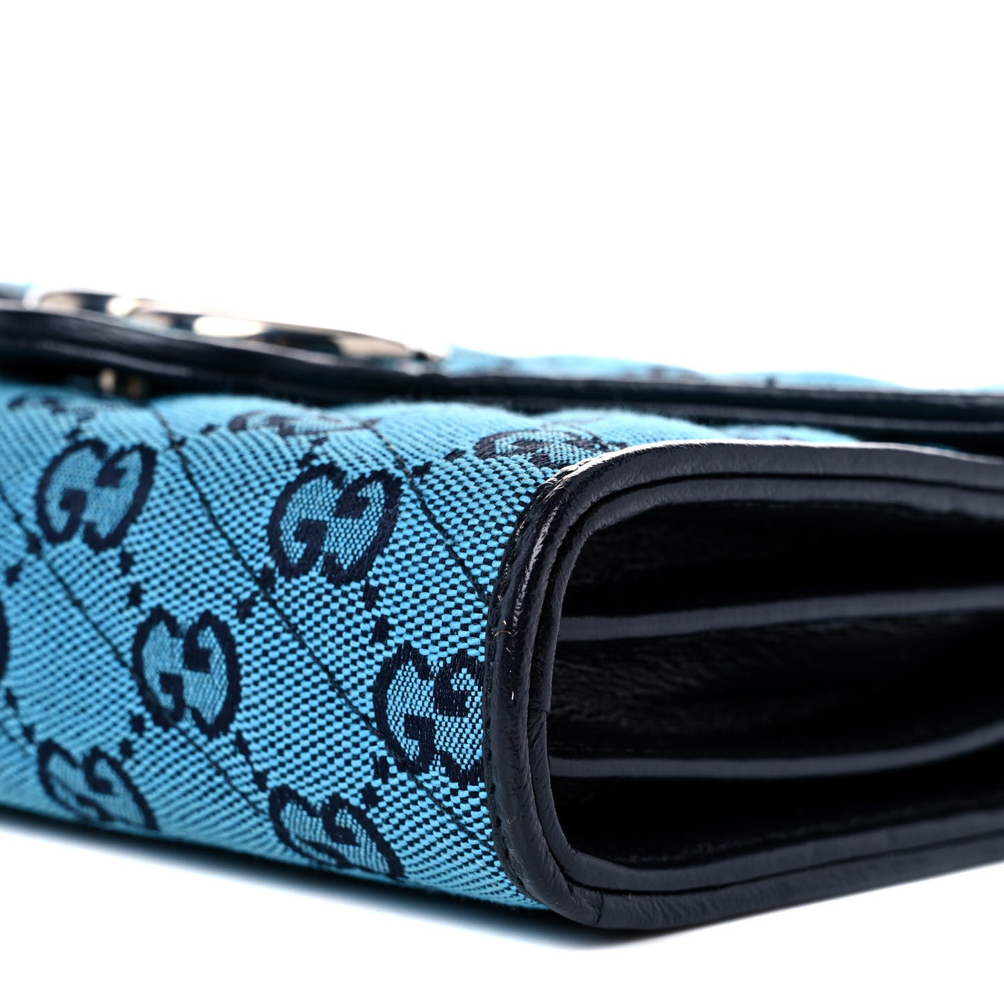 Monogram Multicolor Matelasse Diagonal GG Marmont Chain Wallet Light Blue