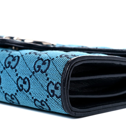 Gucci Monogram Multicolor Matelasse Diagonal GG Marmont Chain Wallet Light Blue 9 of 11