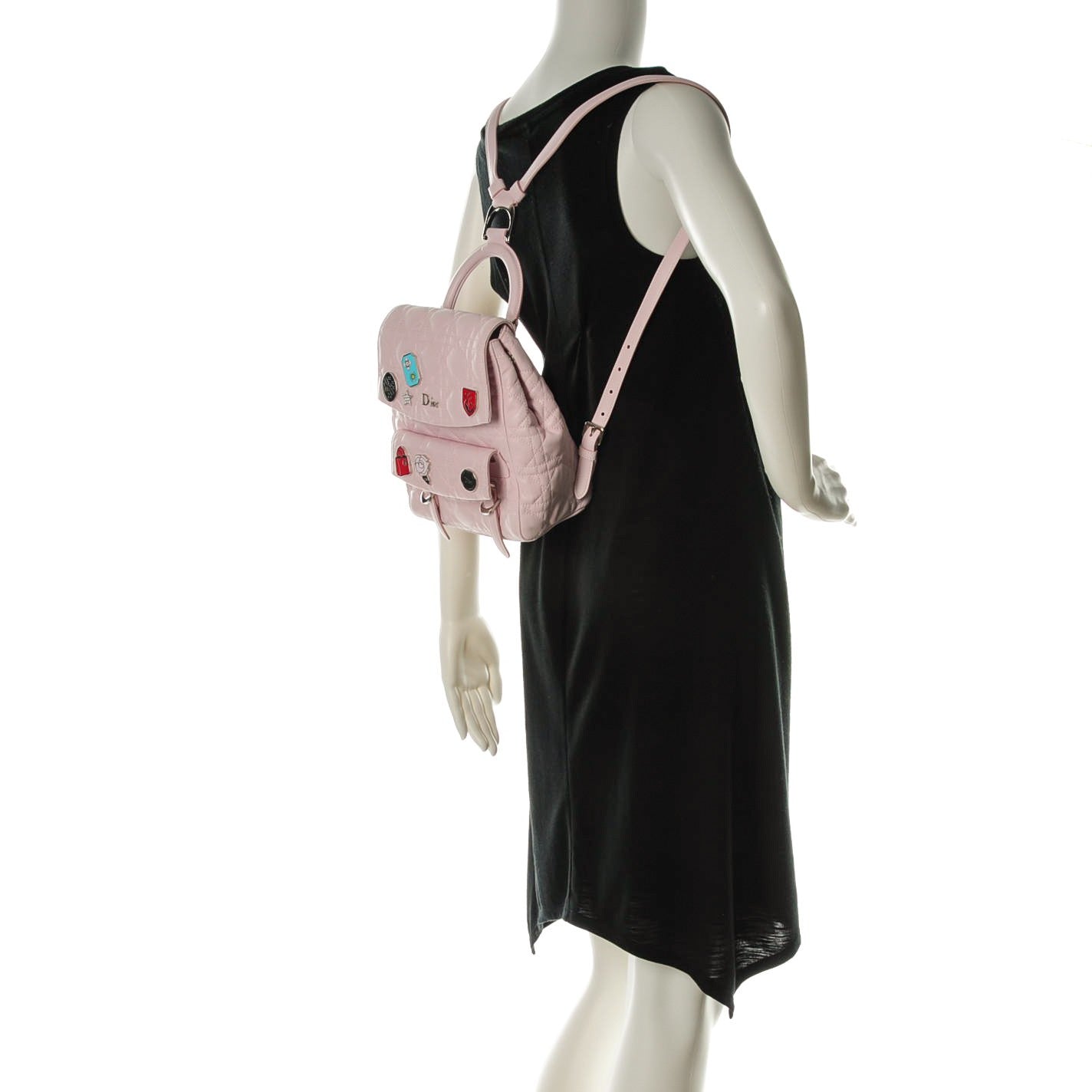 Lambskin Cannage Small Lucky Badge Stardust Backpack Soft Pink